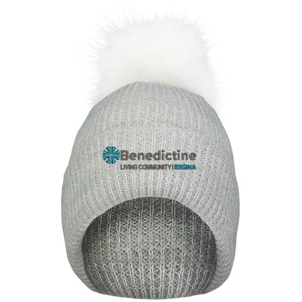 Pacific Headwear Faux Fur Pom Beanie - Embroidered Logo Thumbnail