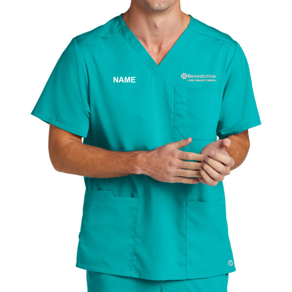 WonderWink Men's Premiere Flex V-Neck Top  - Embroidered Logo ** Add Name for $5! ** Thumbnail