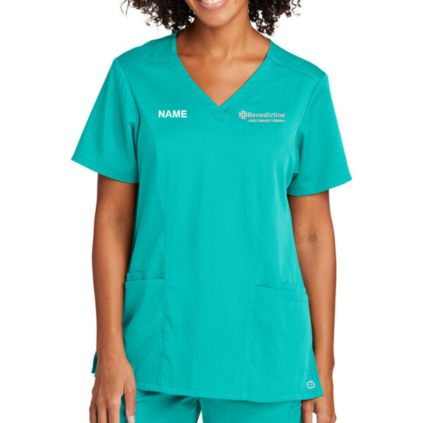 WonderWink Women's Premiere Flex V-Neck Top - Embroidered Logo ** Add Name for $5! ** Thumbnail